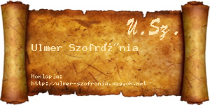 Ulmer Szofrónia névjegykártya